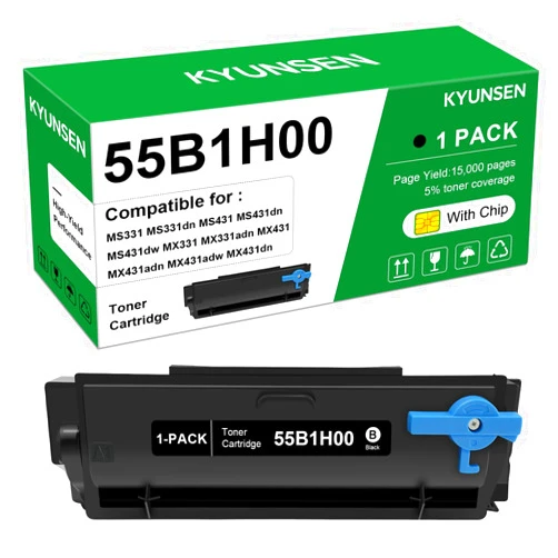 KYUNSEN 55B1H00 Toner Cartridge with Chip Compatible for Lexmark 55B1000 Toner for MS431 MS331 MS331dn MS431dn MS431dw MX331 MX431 MX331adn MX431adn MX431adw MX432adwe Laser Printers 15,000 Pages Black,1 Pack