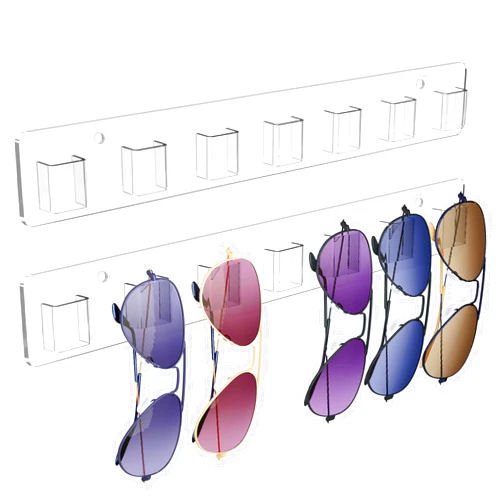 Meaocer Sunglasses Organizer 2 Pack, Wall Glasses Holder, Acrylic Sunglasses Display, Eyeglass Organizer for Multiple Glasses for Office & Home Decor, Unique Gifts for Husband, Women & Girls, Clear