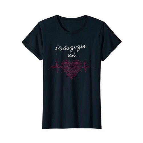 Pädagogin Mit Herz Erzieherin Kiga Kita Geschenk Womens Educational with heartbeat education gift idea T-Shirt