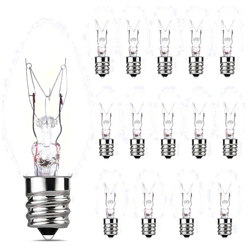 ZGDYUI Salt Lamp Bulbs,C7 Light Bulbs for Scentsy Wax Warmer, Replacement Bulbs for Scentsy Wax Warmer, Warmwhite, Dimmable,15 Pack (7W)