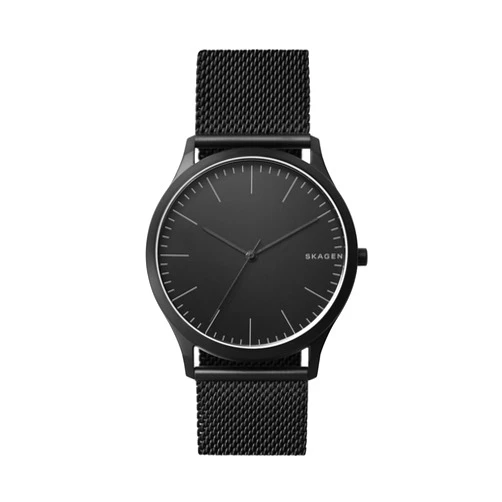 Skagen Men's Jorn Three-Hand Black Stainless Steel Mesh Band Watch (Model: SKW6422)