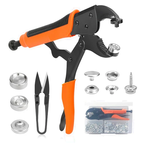 YXGOOD Upgraded Version Heavy Duty Snap Fastener Tool, Snap Setter Tool with 50 Sets Snaps, Fastener Pliers Tool Kit for Repairing Boat Covers, Replacing Metal Snaps, Canvas, Sewing, Tarps