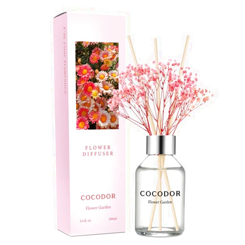 Cocod'or COCODOR Flower Reed Diffuser Set / 3.4oz / Flower Garden/Scent Diffuser with Sticks Home Fragrance Reed Diffuser for Bathroom Shelf Decor