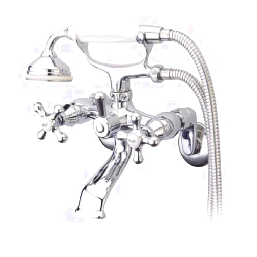 Kingston Brass KS266C Kingston Wall Mount Clawfoot Tub Faucet with Hand Shower, Polished Chrome