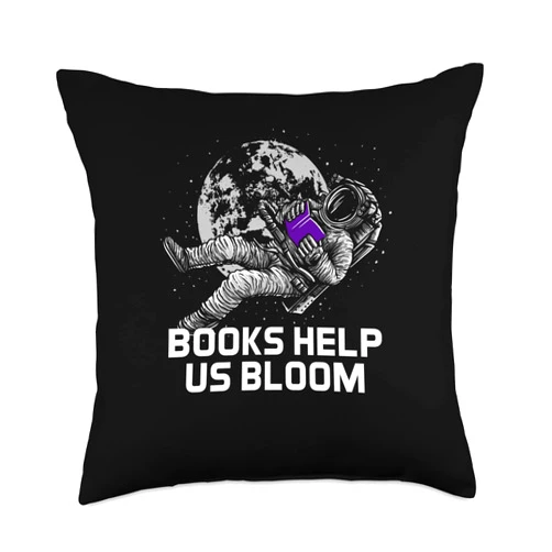Reader Inspirational Reading Coach Literature Books Help Us Bloom Bookworm Motivational Quote Book Lover Throw Pillow