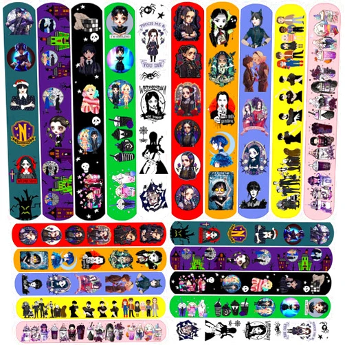 Anprola Wednesday Slap Bracelets for Kids Girls Wristbands Party Favors Decoration Supplies for Birthday Party Goody Bags Filler School Classroom Gifts Prize Rewards 50Pcs