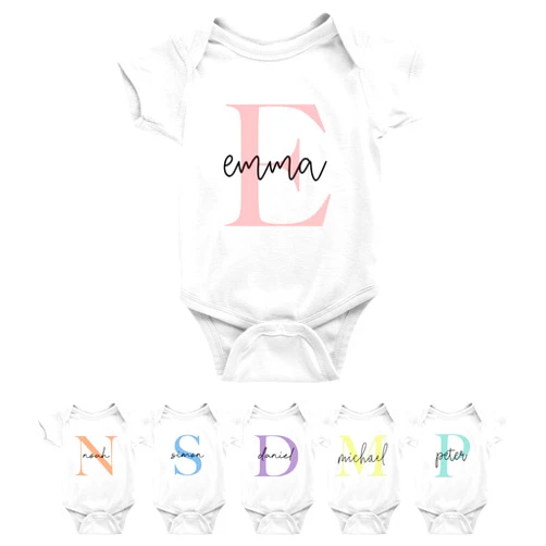 Custom Initial & Name Baby Onesie for Baby Shower – Customized Newborn Bodysuit - Personalized Bebe Romper – Custom Cute Baby Outfit - Gift for Baby Girl or Boy