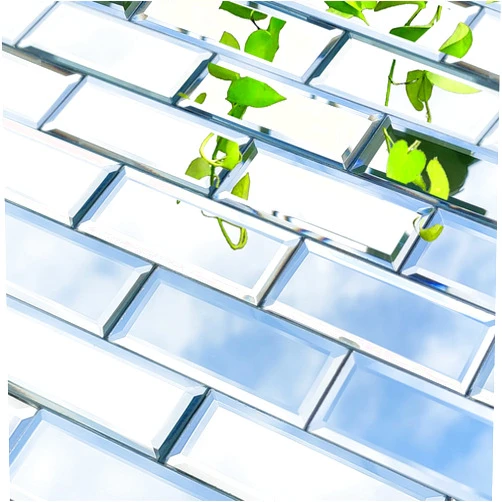 XIHACTY Peel and Stick Beveled Mirror Glass Tile. 6x2 Inch Mirror Backsplash Tiles. Cute Mirror Strip Tile for Kitchen, Bathroom Wall.30 Pcs