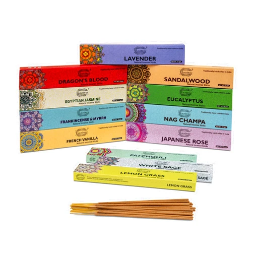 raajsee Incense Sticks Assorted Pack (180 gm), 100% Pure Organic Natural Hand Rolled Free from Chemicals - Perfect for Aromatherapy, Cleansing, Meditation, and Church (12 Pack)