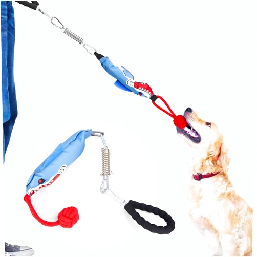 XUVIRA Tug of War Dog Toy for Pets That Like to Chew, with Spring-Loaded Bar and Comfort Handle, Durable Dog Toys, Indoor/Outdoor Dog Tug Toys