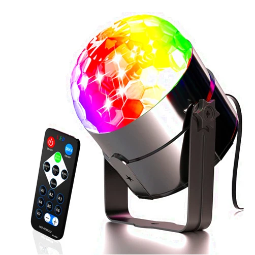 SPOOBOOLA Mini Dj Disco Ball Party Stage Lights Led 7Colors Effect Projector Equipment for Stage Lighting with Remote Control Sound Activated for Dancing Christmas Gift KTV Bar Birthday