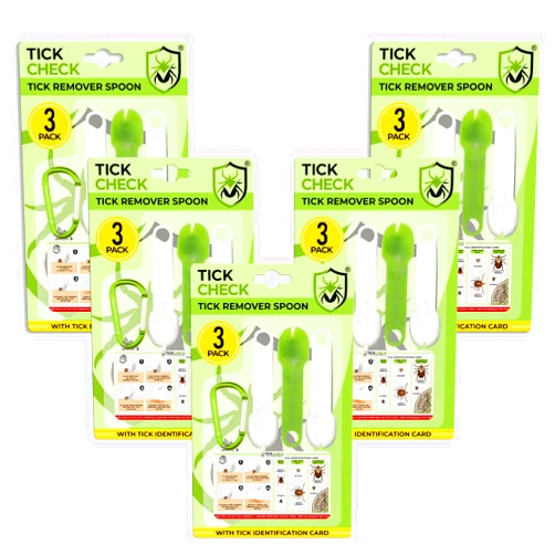 TickCheck Tick Remover Spoon - 3 Pack Tick Removers with Tick ID Card & Carabiner … (5 Set (15 Spoons))