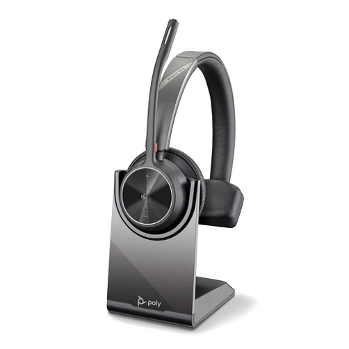 Poly - Voyager 4310 UC Wireless Headset + Charge Stand (Plantronics) - Single-Ear Headset- Connect to PC/Mac via USB-C Bluetooth Adapter, Cell Phone via Bluetooth-Works w/Teams (Certified), Zoom&More