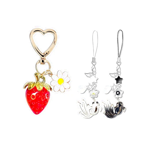 AGAOSH for Cute Cell Phone Charms Star Heart Phone Straps Charms,Cute Strawberry Keychain,Kawaii Heart Flower Daisy Key chains Accessories,Bag Charms,Sweet Heart Keychains Decor for Girls Purse Gift