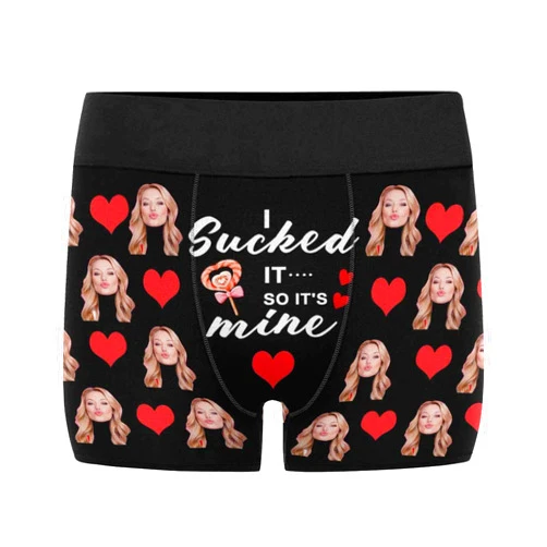 MyPupSocks Custom Men's Funny Face I Love You Valentines Boxer Shorts Novelty Briefs Underpants Printed with Photo (XS-XXXL)