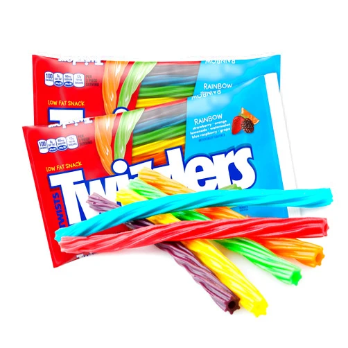 Taboom Rainbow Licorice Candy Twists Full Size - Fruity Flavored Assorted Colorful Sticks Soft and Chewy Sweet Candy For Party Favors, Snacks & Treats (2 Pack)