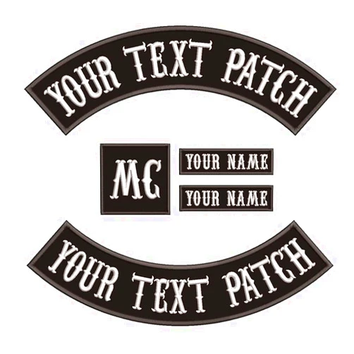 AI-NEEL Set of 5 PCS Custom Rocker Patches Personalized Funny Punk Motorcycle Biker Patch Large Back Patch for Vest Jacket Hat Jeans, Black Iron On Name Patch