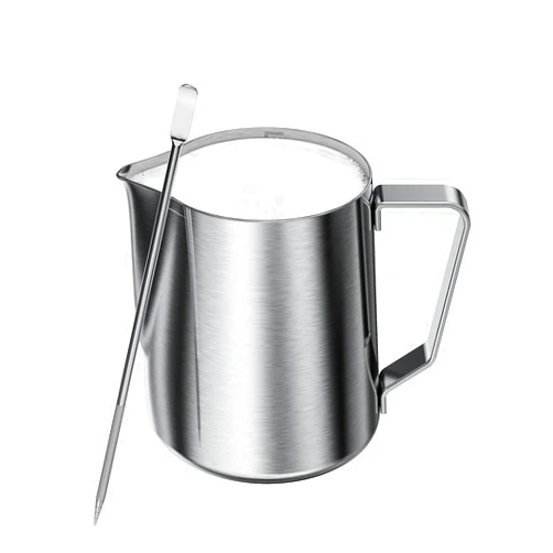 Maestri House Milk Frothing Pitcher, 12oz Espresso Steaming Pitcher Milk Frother Cup, Milk Coffee Cappuccino Latte Art, 304 Stainless Steel Jug Cup with Decorating Art Pen