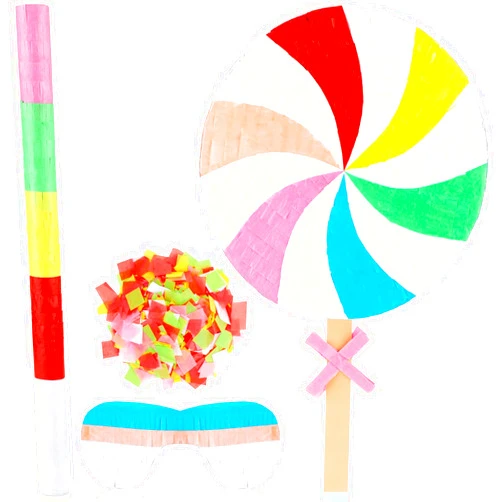Charniol Lollipop Pinata Candy Pinata for Girls Birthday Party with Blindfold and Bat Stick Confetti Kids Birthday Party Decorations,13.4 x 2.8 Inch