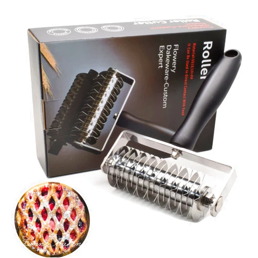 EVNSIX Pastry Lattice Roller Cutter - EVNSIX Stainless Steel Professional Dough Lattice Top Pie Pizza Bread Pastry Crust Lattice Roller Cutter