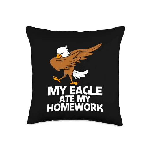 Best Eagle Gifts American Forest Wildlife Bird Co. Cool Eagle Kids Boys Dabbing Bald Flying Animal Throw Pillow, 16x16, Multicolor