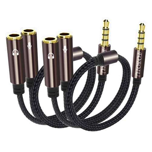 Foboiu 2 Pack Headphone Splitter Adapter, Headset Splitter Separate Headphones and Mic Jack, 3.5mm Splitter for PS4, PS5, Xbox One, Laptop, PC Gaming Headset, Tablet, Smartphone, Switch