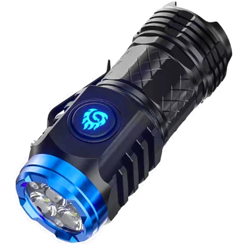 Aohoyaca Three-Eyed Monster Mini Flashlight,German Three-Eyed Monster Mini Flash Super Power Flashlight, Portable Mini LED Flashlight (Black)