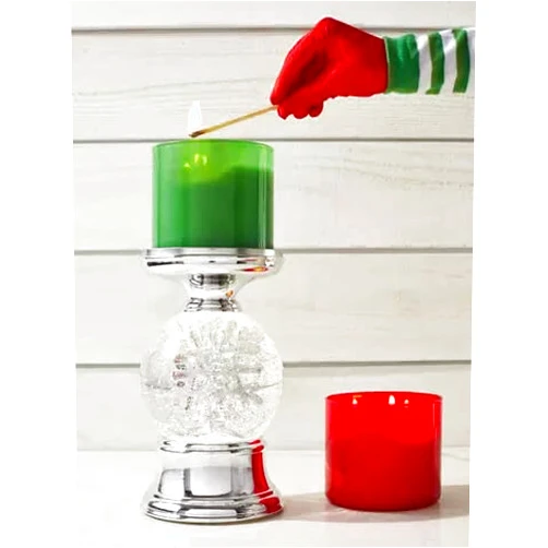 Bath & Body Works Candle Holder Compatible and White Barn 3-Wick Candles - 2021 Winter & Christmas - Select Your Favorite! (Candle NOT Included) - Water Globe Snowflake Pedestal