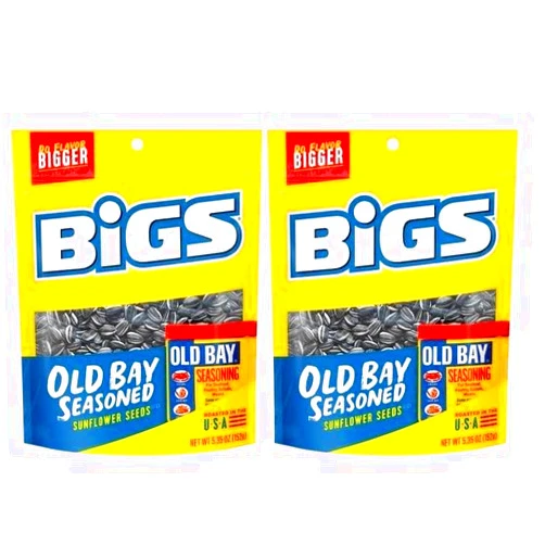THE HUNGRY GORILLA BIGS Sunflower Seeds Old Bay Seasoned Pack of 2 – 5.35 oz (10.7 oz total) Resealable Bags Packaged by THE HUNGRY GORILLA