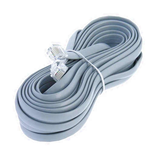 Corporate Computer 14ft Heavy Duty RJ12 Silver Satin 6 Conductor 6P/6C Reverse Wired Telephone Line Cord by Corpco