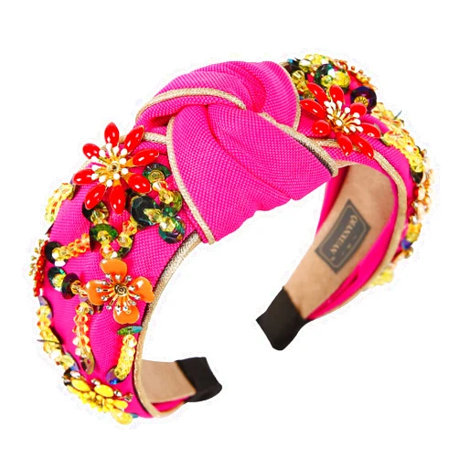 QIANXUAN Solid Color Wide Headbands For Women Diamond Rhinestone Headbands For Women Top Knot Headband Crystal Handmade Jewelry Girls Hair Accessories Glisten Fashion Hairband
