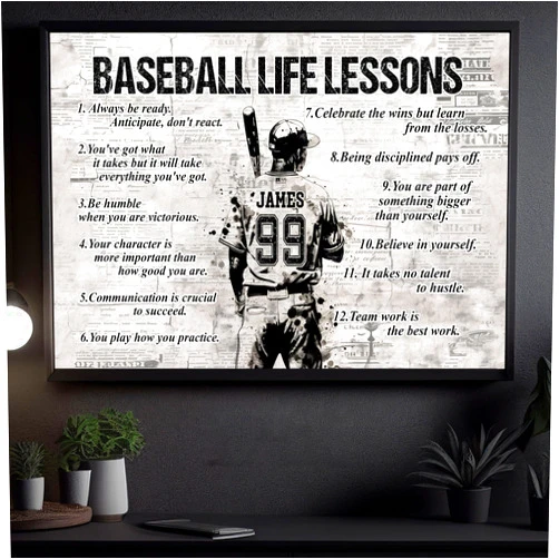 Custom Generic Baseball Life Lessons, Personalized Motivational Baseball Canvas Painting, Inspirational Quotes Wall Art Decor, Poster Gift For Baseball Lovers HAQCVMT16424.1.3, Design 03