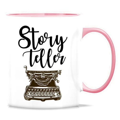 Retreez Funny Mug - Story Teller Typewriter Writer Author Editor 11 Oz Ceramic Tea Coffee Mugs - Sarcasm, Sarcastic, Motivational, Inspirational birthday gifts - White Mug with Pink Handle and Inner