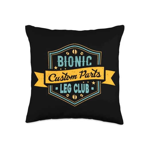 InGENIUS Bionic Club Tees & Recovery Gifts Bionic Leg Club Custom Parts Recovery Post Surgery Gift Throw Pillow, 16x16, Multicolor