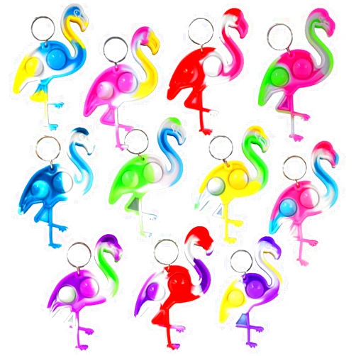 Colorbopop Bulk Mini pop Bubble Keychain Fidget Present,Flamingo Party Favors,Classroom Students Boys Girls Birthday Small Gifts