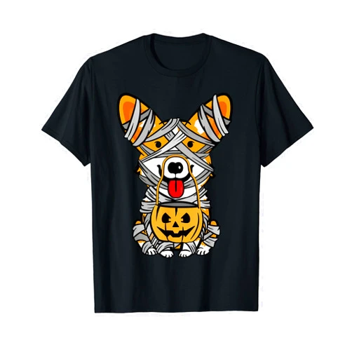 Cute Halloween Party Costumes for Boys And Girls Cute Halloween Costume Welsh Corgi Mummy Dog Lover Design T-Shirt
