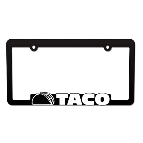 Custom Car Gear Taco License Plate Frame 3D Raised Letter