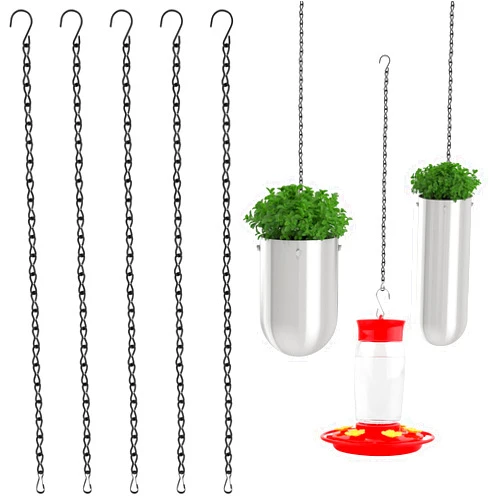 MEGXIT 5 Pcs Plant Hanging Chains, Metal Hanging Basket Chains, Black Replacement Hanging Chains for Bird Feeders, Planters, Fruit Basket, Indoor and Outdoor