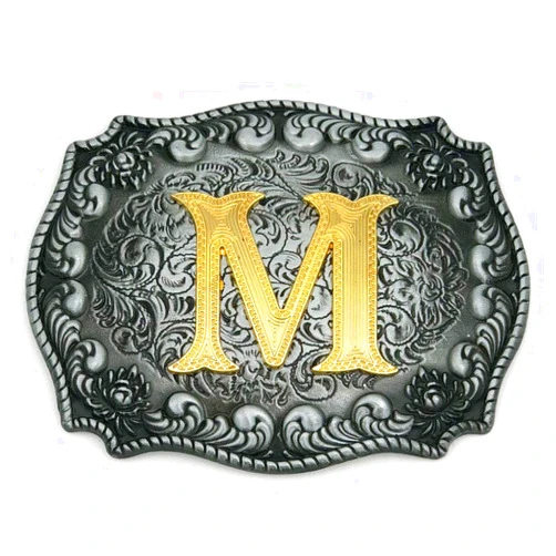 HUABOLA CALYN Western Belt Buckle Initial Letters ABCDEFG to Y-Cowboy Rodeo Silver Large Belt Buckle for Men Women