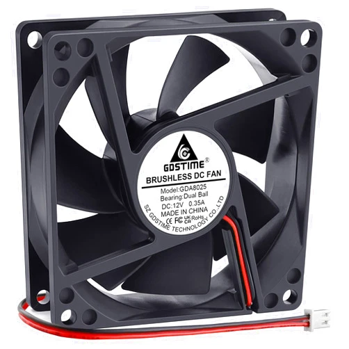GDSTIME 4500RPM 8cm 80mm x 80mm x 25mm 12v Big Airflow High Speed Dual Ball Bearing Brushless DC Cooling Fan 2 Pin