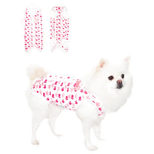 TONY HOBY Dog Pajamas, Summer Dog Shirt, Soft Breathable Dog Pajamas with Cute Pawprints (Pink, M)