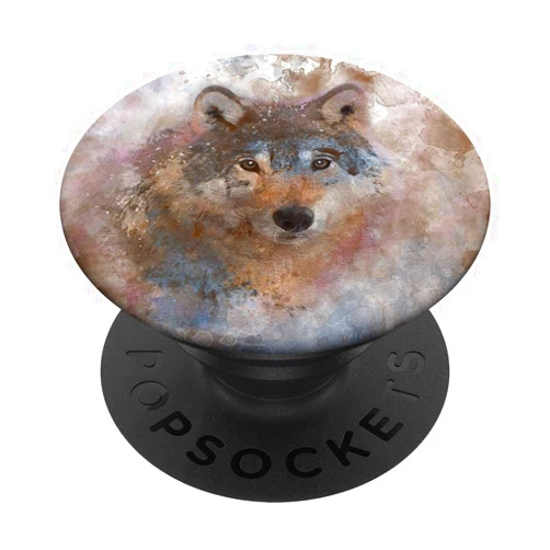 12colorunited Wolf art in watercolor pop-socket