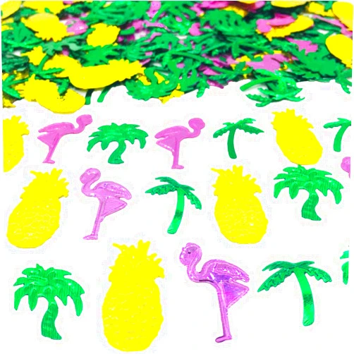 OJLDKTH Summer Confetti Palm Tree Coconut Tree Flamingo Pineapple fruit Sequins Party Table decoration for Tropical Luau Hawaiian Jungle Beach Wedding Theme Island Party(1.5Ounce,1100Pieces)