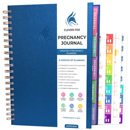 Clever Fox Pregnancy Journal & Memory Book - Pregnancy Planner & Notebook for Expecting Moms – Baby Keepsake, First Time Moms Gift (Mystic Blue)