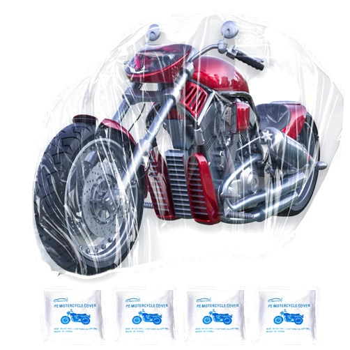 Caichuxiye 4 Pcs Motorcycle Cover,Disposable Clear Plastic Moped Cover Medium （XXL ） Waterproof Protection Dust Outdoor Rain Cover for Harley,Davidson,Yamaha,Suzuki,Honda, Kawasaki, (Indoor Universal)
