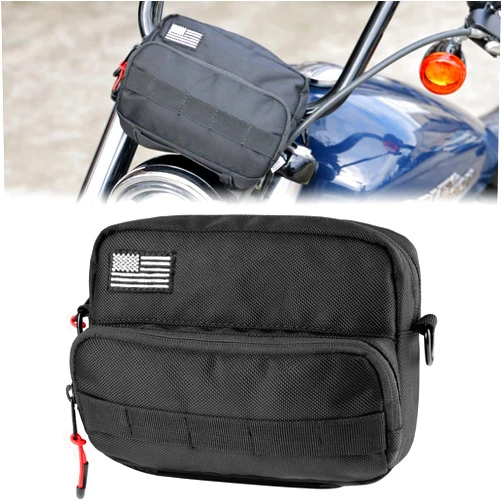 KEMIMOTO Motorcycle Bag, Handlebar Tool Bag Storage Accessory Saddlebag Universal for Front Fork Handle Bar Sissy Bar Compatible with Cruiser Softail Dyna Sportsters