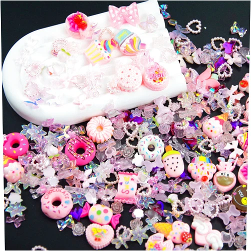 Berovskki 330Pcs Assorted Pink Color 3D Nail Charms Multi-Shapes Heart Flower Butterfly Bowknot Pearl Nail Charms Pink Candy Cute Nail Charms for Manicure DIY Crafts Jewelry Accessories