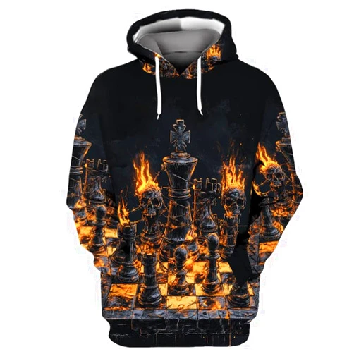 Surlohaldt Chess Art Print Shirt, Chess Lover Gift, Unisex Lightweight Hooded Sweatshirt Size S-5XL