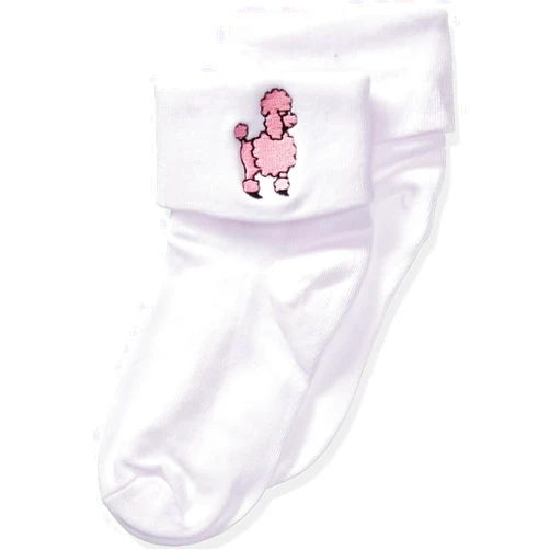 Amscan White Sock Hop Socks with Pink Poodle Design - Adult Size - Ideal for Everyday Wear