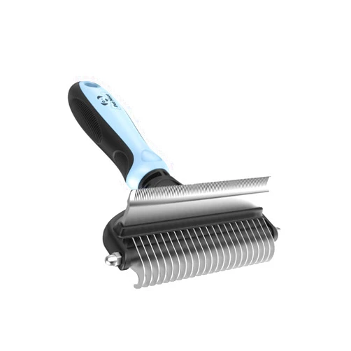 Pet Neat Cat & Dog Brush for Shedding - Dog Shedding Brush for Pet Grooming Tools - Double Coat Dog Brushes for Grooming - 2 in 1 Dog Deshedding Brush & Undercoat Rake for Dogs - Cat Hair Brush Deshedder(Blue)